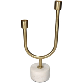 Kandelaar Goud dubbel 14x8x31cm
