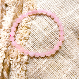Rozenkwarts facet Armband 6mm