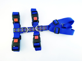 Anti-ontsnappingstuigje blauw met sierlint 'blauw/groen/paars'