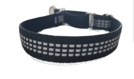 Martingale halsband zwart met reflectie,  2cm breed