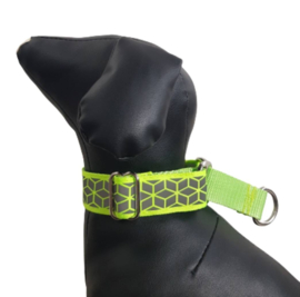 Martingale halsband neongeel/groen met reflecterend lint,  2.5cm breed