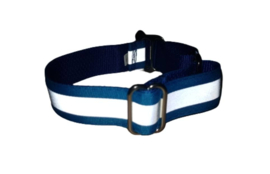 Martingale halsband blauw met reflecterend lint,  2.5cm breed