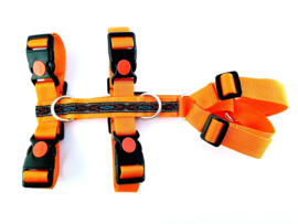 Anti-ontsnappingstuigje oranje met sierlint 'bruin/oranje'