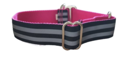 Martingale halsband fuchsia met reflecterend lint,  2.5cm breed