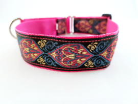 Martingale halsband fuchsia sierlint oud roze, 3cm breed