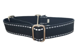 Martingale halsband zwart met reflectie,  2.5cm breed