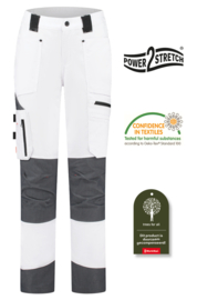 Dames strech werkbroek wit /grijs
