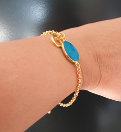 Luxe armband Gold met blauw edelsteen