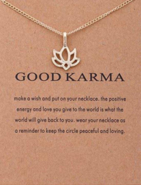 Wenskaart Good Karma - Kaart  cadeau met ketting Karma