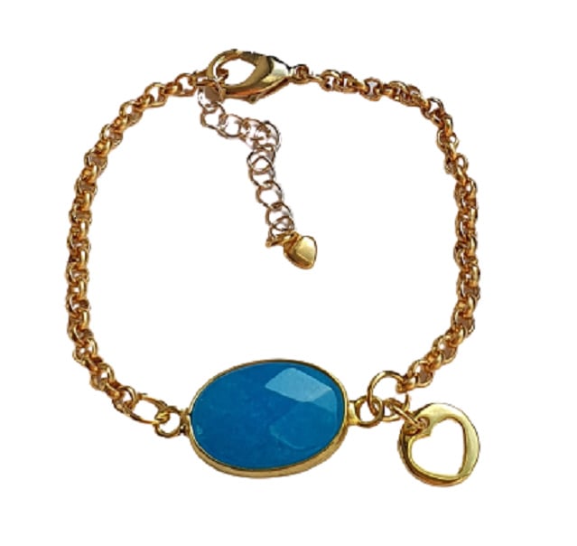 Luxe armband Gold met blauw edelsteen