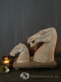 Beeld aardewerk paardenhoofd | Maat S