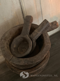 Oude Nepalese houten lepel "Grey"