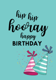 Postkaart | Hip hip Hooray - happy birthday