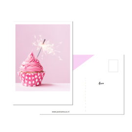 Postkaart | Polaroid roze cake