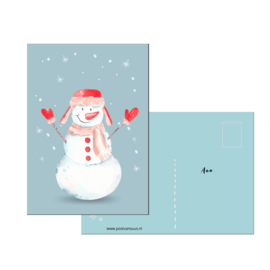 Postkaart | Sneeuwpop aquarel