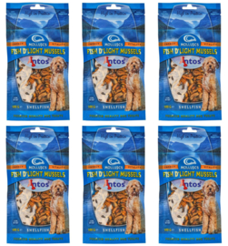 6 x 100% Mosselen Honden Snacks Fish D'light Mussels Natuurlijke Mossels Hondensnacks Hypoallergeen