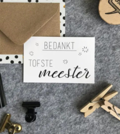 Mini kaartjes met kraft envelop- bedankt tofste meester - 2 stuks - Studio Thoés