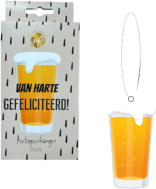 Autogeurhanger - Van harte gefeliciteerd -  Bier - Pakketpost!