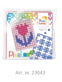 23043 Pixel sleutelhanger set compleet - Tulp roze