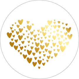 XL Cadeau- / Sluitstickers Golden Hearts  65mm - 10 stuks