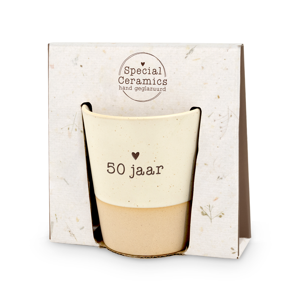 Mok - Crème - 50 jaar - Pakketpost!