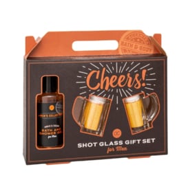 Cadeauset cheers! - Bath and showergel + twee shotglaasjes - Pakketpost!