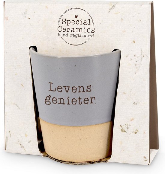 Mok - Blauw - Levensgenieter - Pakketpost!