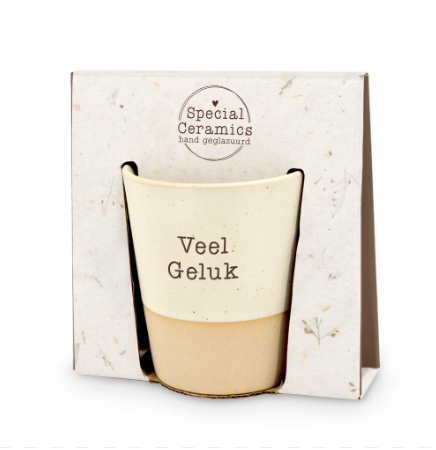 Mok - Crème - Veel geluk - Pakketpost!