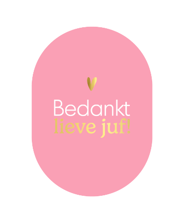 Luxe Wenskaart Ovaal A6 - Bedankt lieve juf + hart - Enkele kaart