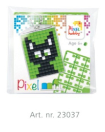 23037 Pixel sleutelhanger set compleet - Zwarte kat