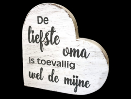 Teksthart - De liefste oma is toevallig wel de mijne - Wit - Woodart