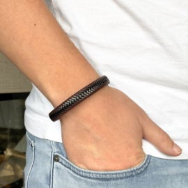 PU leren armband - Gevlochten -  22cm - Jij bent gewoon fantastisch