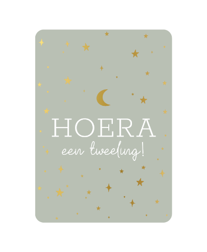 Luxe wenskaart - A6 - Hoera een tweeling! - Enkele kaart