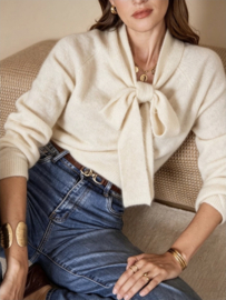 Dames Trui Octan met strik voorzijde - 1 maat - Beige