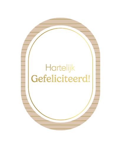 Luxe wenskaart ovaal -  A6 - Hartelijk gefeliciteerd! - Enkele kaart