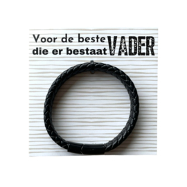 PU leren armband - Gevlochten -  22cm - Voor de beste vader