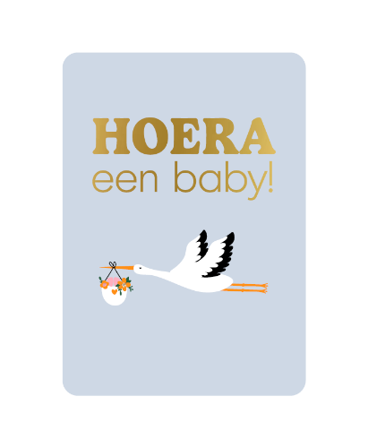 Luxe wenskaart - A6 - Hoera een Baby! - Enkele kaart