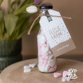 Flesje - Liefde - Pepermunt Hartjes - Pakketpost!