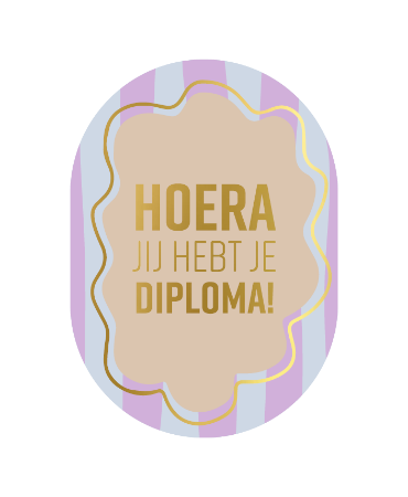 Luxe Wenskaart Ovaal A6 - Hoera jij hebt je diploma (Paars) - Enkele Kaart
