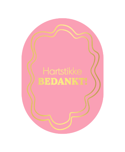 Luxe wenskaart ovaal -  A6 - Hartstikke bedankt! - Enkele kaart