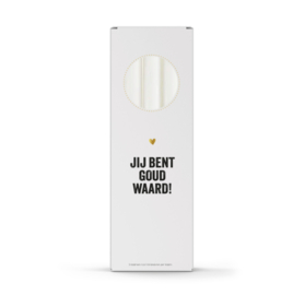 Dinerkaarsen - 3 Stuks - Jij bent goud waard - Iets liefs voor jou