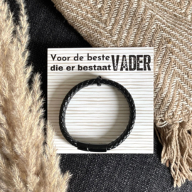 PU leren armband - Gevlochten -  22cm - Voor de beste vader