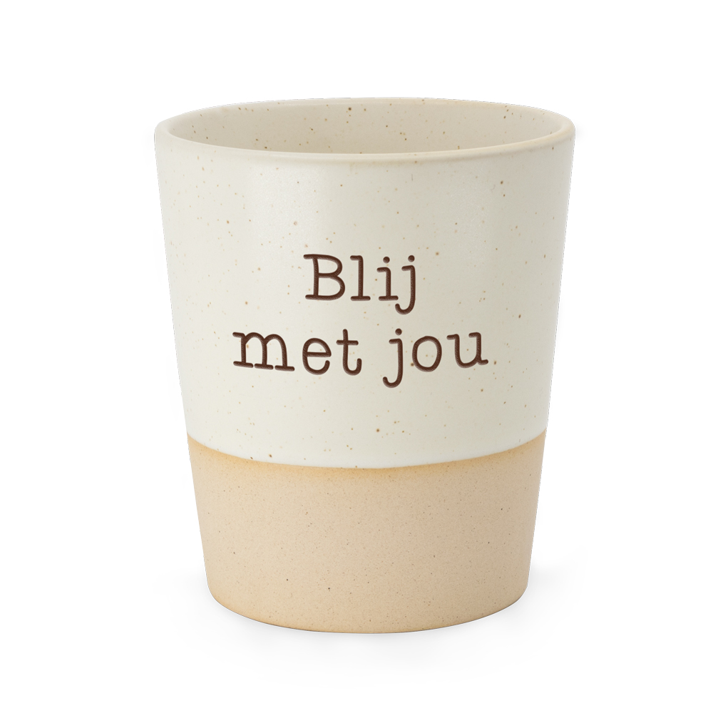 Mok - Crème - Blij met jou - Pakketpost!