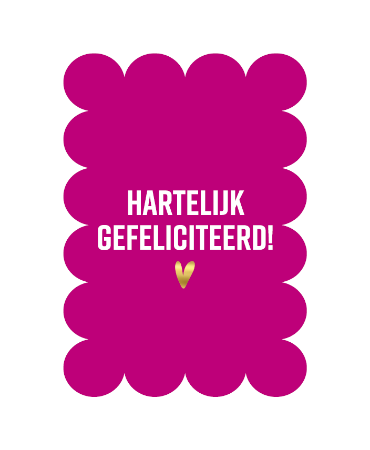 Luxe Wenskaart bubble A6 - Hartelijk gefeliciteerd + hart - Enkele kaart 