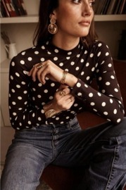 Top Maelis met dot print - Maat S/M - Bruin