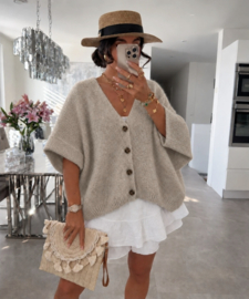 Gilet Oversize zachte wol met knopen - 1 maat - Beige