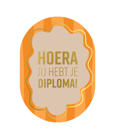 Luxe Wenskaart Ovaal A6 - Hoera jij hebt je diploma (Oranje) - Enkele Kaart