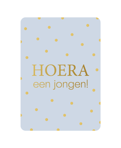 Luxe wenskaart - A6 - Hoera een jongen! - Enkele kaart