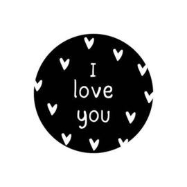 I love you 40mm zwart/wit - 10 stuks - Kado etiket