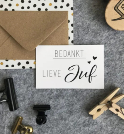 Mini kaartjes met kraft envelop- bedankt lieve juf - 2 stuks - Studio Thoés